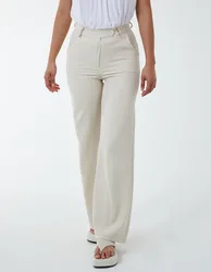 Wide Leg Formal Trousers - M / BEIGE - female