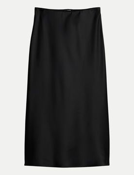 Midi-Satinrock Odini Sleek Schwarz 36