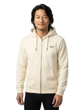 Felpa Con Zip Essential Logo Dusty White XL