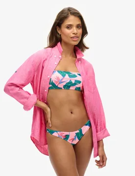 Superdry Damen Bandeau-bikinioberteil mit Tropischem Print Pink - Größe: 38 - 44.99 - FashionsVida