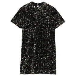 Womens Audriyy Velvet Sequin Black Mini Dress - Size 6 Uk