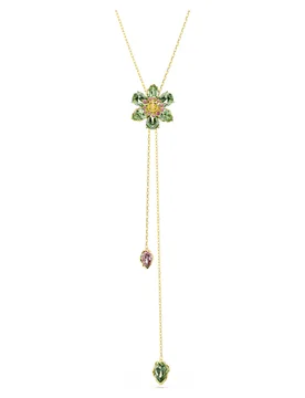 Pendente a Y Idyllia, Taglio misto, Fiore, Multicolore, Finitura oro 18K OS - Swarovski - FashionsVida