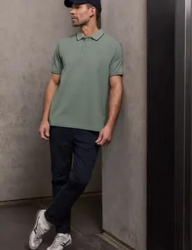 Street One Basic Piqué Poloshirt mit Kontrastdetail male Grün - Street One MEN - FashionsVida