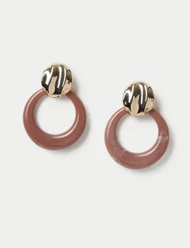 Clean Resin Open Drop Earrings Brown female - Per Una - FashionsVida