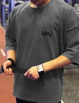 Fashion sports T-shirt, men's pure cotton oversized fitness suit, casual loose half sleeved short sleeved - Aliexpress - FashionsVida