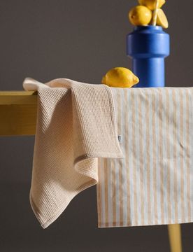 Set di strofinacci da cucina a righe 2 pezzi - panna
