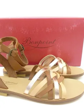 Brown leather strappy sandals - Bonpoint - FashionsVida
