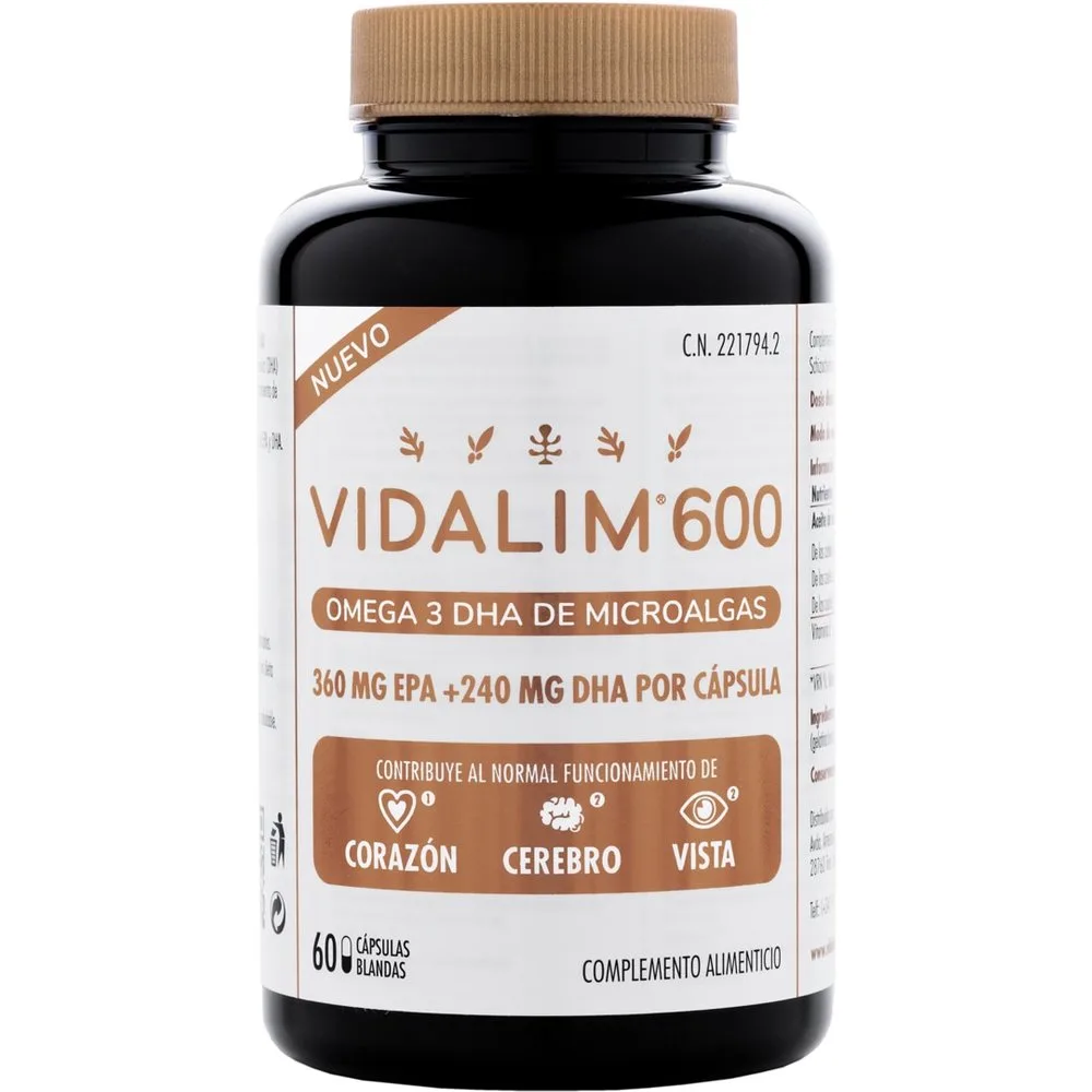 Complemento Alimenticio Omega 3 EPA+ DHA de microalgas y Vit. E - Vidalim - FashionsVida