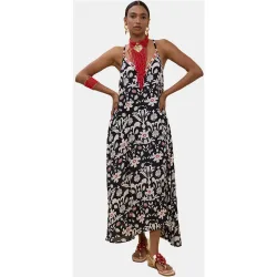 Vestido largo de tirantes con estampado étnico