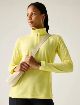 Women's Montes Lightweight Half Zip Fleece Sweatshirt in Yellow Size: 10 - Yellow - Size: 10 - Regatta - FashionsVida