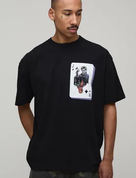 Herren Der Joker Übergroßes Lizenz-Print Oberteil Black Größe Medium - boohooMAN - FashionsVida