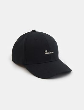 Cappellino con visiera in cotone con ricamo - nero