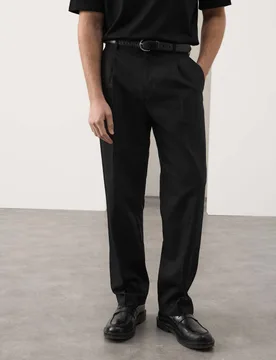 Relaxed Fit Lyocell Rich Pleat Front Trousers Black male - Autograph - FashionsVida