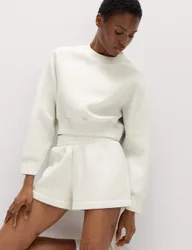 Scuba Crew Neck Relaxed Crop Sweatshirt Grey Marl female