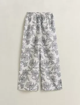 FLORAL PRINT LINEN PULL ON PANTS female