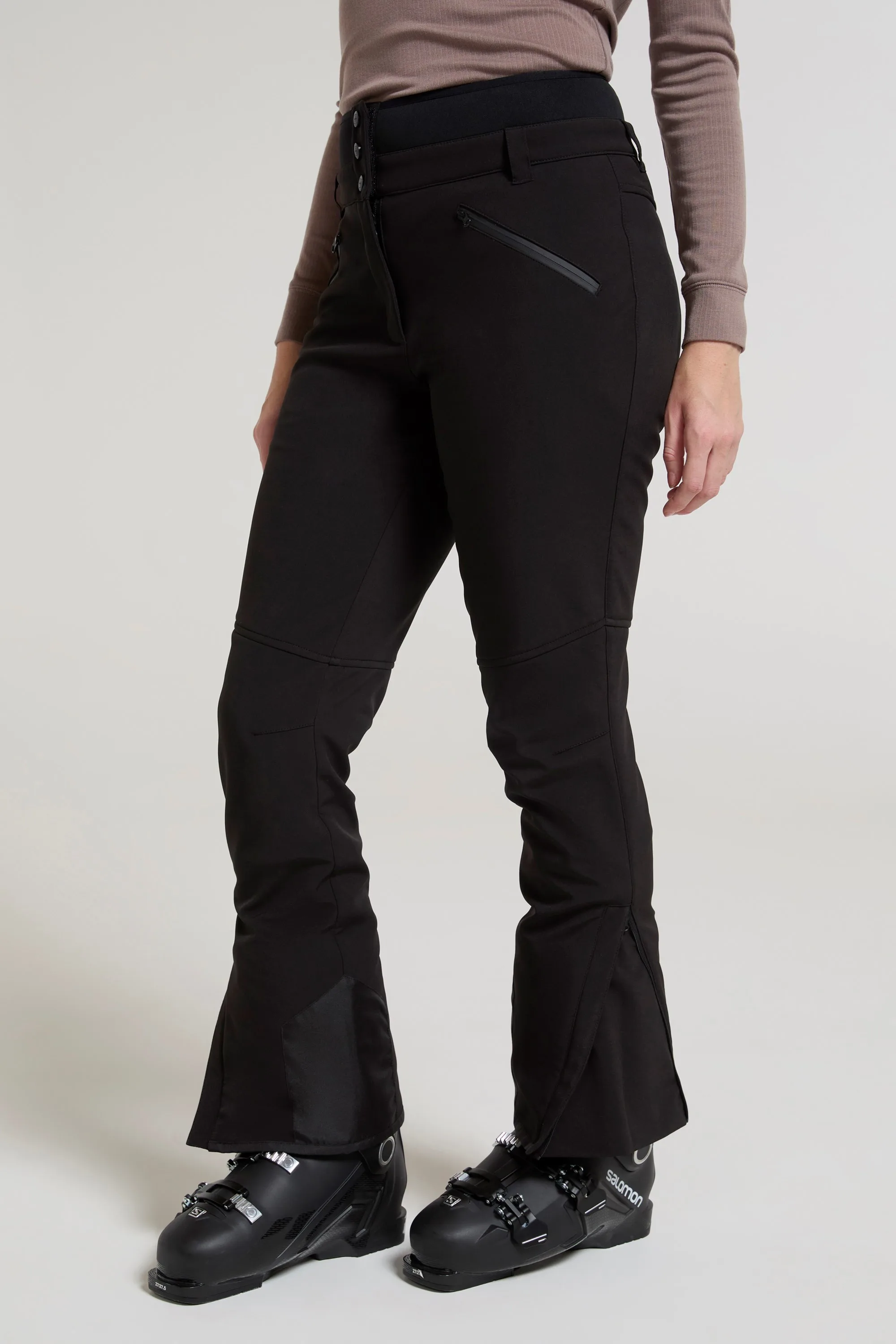 Avalanche Womens High-Waisted Softshell Ski Pants - Black - Black - Size: 10 - Mountain Warehouse - FashionsVida