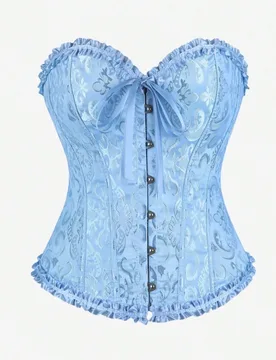 Top Bustier Estilo Corte Azul Cielo con Levantamiento de Glúteos y Cintura, Escote Corazón sin Tirantes con Volantes en la Cintura, Entrenador de Co - Shein - FashionsVida
