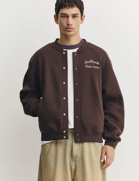 Embroidered Varsity Jacket (Size: ) - Pull&bear - FashionsVida
