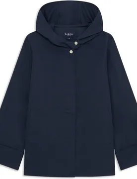 Abrigo de mujer de paño con cierre de botones a contraste - Caroll - FashionsVida