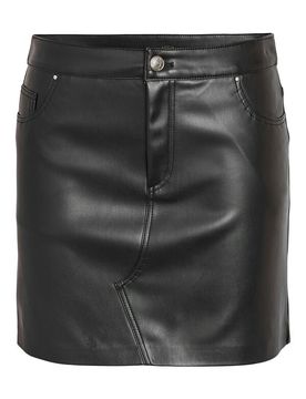 Kurzer Rock - NMKATE NW PU SKIRT NOOS - XS bis XL - für Damen - Größe XS - schwarz - Frauen - female