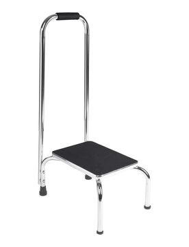 Trittstufe, höhenverstellbarer Haltegriff silber