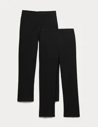 Pack Boys' Slim Leg Slim Fit Stretch Trousers (9-18 Yrs) Black male