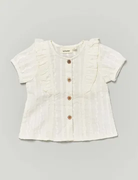Camicetta Lil'Atelier avorio con ricami e rouches - Lil' Atelier - FashionsVida