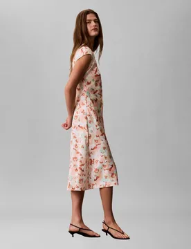 Vestido satén mate estampado drapeado - Calvin Klein - FashionsVida