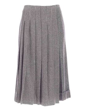 Pantalone crop spinato bianco e nero