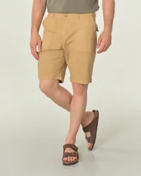Bermuda fatigue beige in tessuto ripstop di cotone stretch