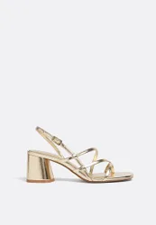 Sandalen mit breitem Absatz und Riemen GOLD 35