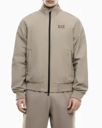 Giubbino bomber sabbia in nylon con logo sul petto