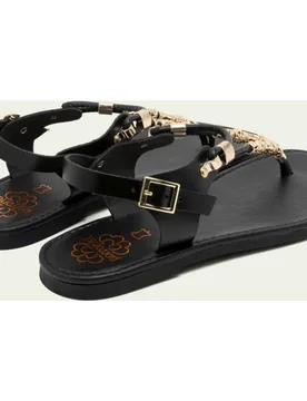 Sandalias de dedo de mujer de piel con hebilla - Porronet - FashionsVida