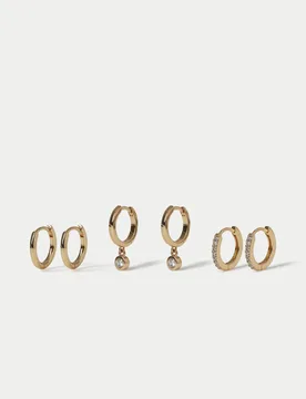 Ct Gold Plated 3 Pack Pearl Earrings Gold female - M&S - FashionsVida