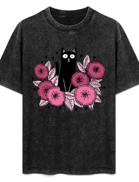 Little Flower Cat T-Shirt Industrial Work Tee Shirt - Aliexpress - FashionsVida