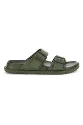 Ciabatte verde militare con doppia fibbia 72593 40/41