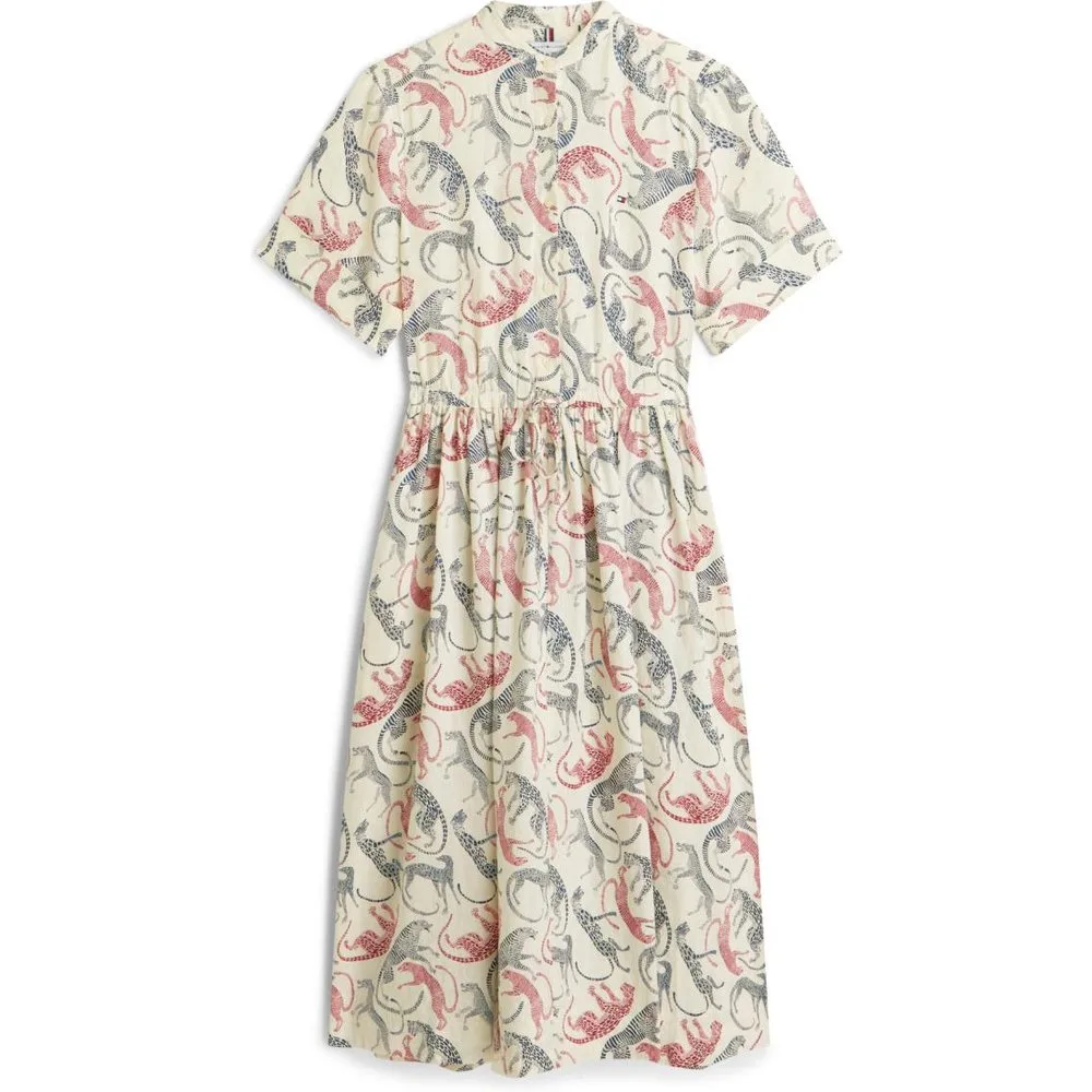Vestido de mujer de lino con estampado de leopardos - Tommy Hilfiger - FashionsVida