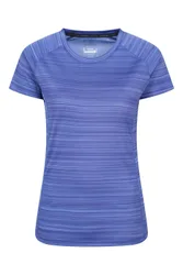 Women's 'Endurance' Striped Short Sleeve T-Shirt Quick Dry Lightweight T-Shirt in Cobalt Size: 12 - Cobalt - Size: 12