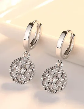 Cute Romantic Clover Flower Drop Earrings Tiny Smooth Huggies With Round Crystal Pendant Elegant Earring Accessories For Women - Aliexpress - FashionsVida