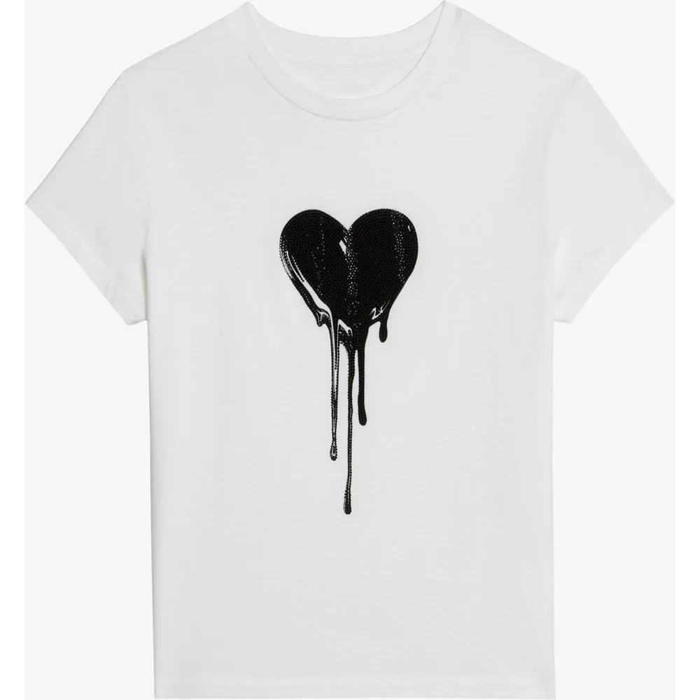 Zadig & Voltaire - Camiseta de mujer con mangas cortas, de algodón y strass - Zadig & Voltaire - FashionsVida