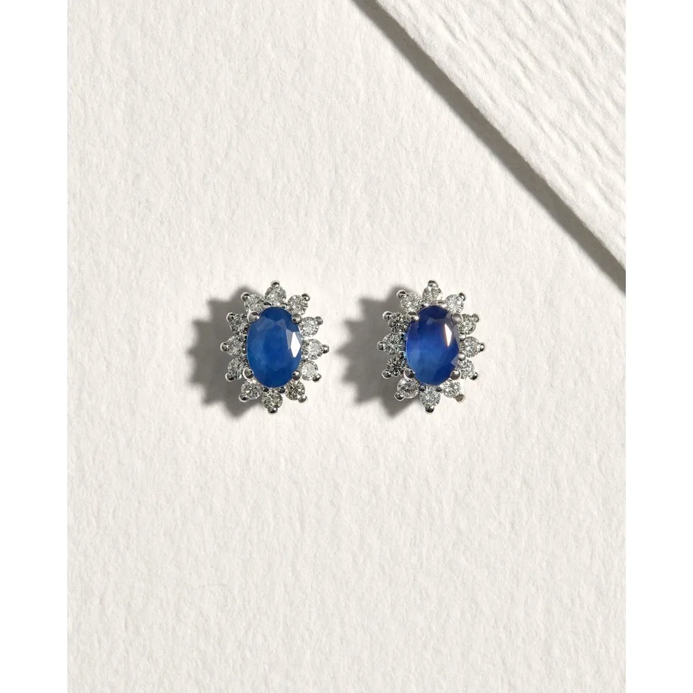 Pendientes de oro con diamante y zafiro - El Corte Inglés - FashionsVida