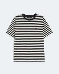 T-shirt boxy a righe bianche e nere in cotone Weekend a maniche corte con micrologo a contrasto