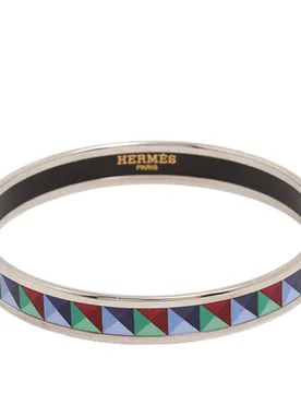 Narrow Enamel Clous de Trompe Bangle 65 - Hermès - FashionsVida