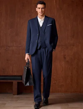Conjunto de 3 piezas de traje para hombre Officeau, blazer, chaleco y pantalones, atuendo formal clásico para negocios y bodas - Shein - FashionsVida
