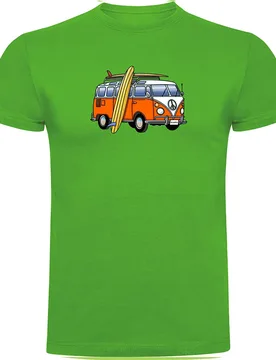 T-shirt à Manches Courtes Hippie Van Surf Green L - Kruskis - FashionsVida