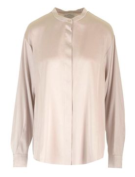 Camicia di seta in raso pesante perla