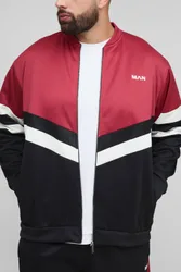 Herren Plus Bestickte Regular Fit Trainingsjacke Black Größe 2XL