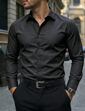 Camisa de manga larga de tela con relieve para hombre, estilo casual de negocios, formal, para ceremonia - Shein - FashionsVida