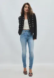 Taillierter Blazer mit Metallknöpfen Schwarz XL