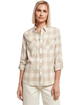Camicia A Maniche Lunghe Turnup Checked White Sand / Light Taupe M